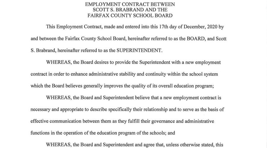 Fairfax County Public Schools Leadership Team Annual Employment Contracts
