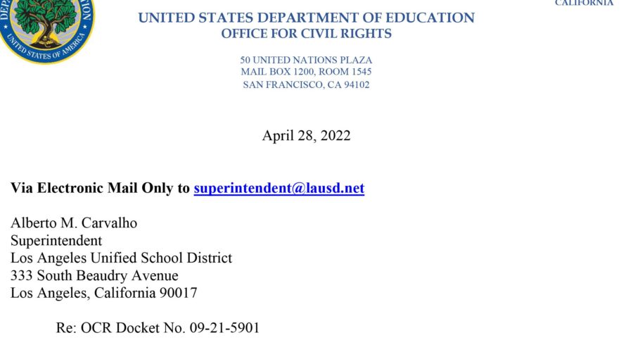 Office of Civil Rights Finds Los Angeles Unified School District in Noncompliance, LAUSD Must Provide Compensatory Education to Students