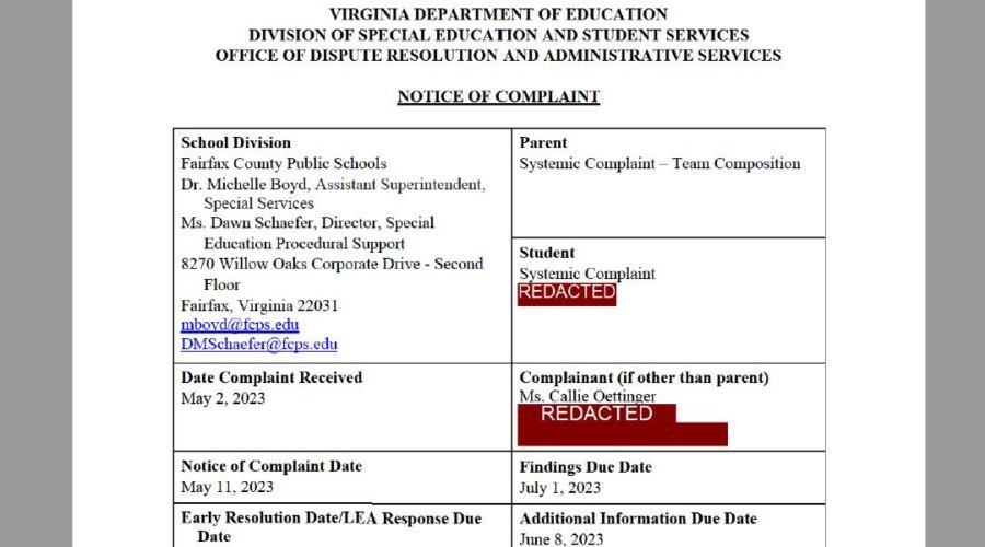 VA Dept. of Ed Opens Systemic Investigation into Fairfax County Public Schools: Team Composition